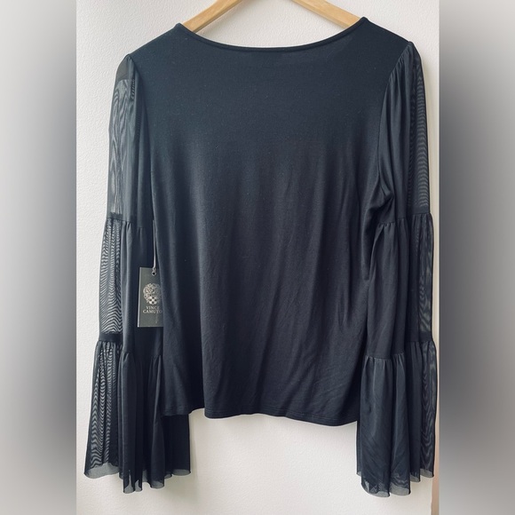 Vince Canuto Black Blouse with Sheer Sleeves. Size Small NWT - Picture 2 of 8